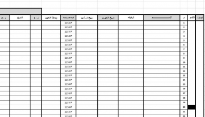 نموذج أكسل المرتبات وحصر الزيادات