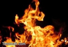 اخماد حريق شب في "بيت شعر" بفناء منزل مواطن