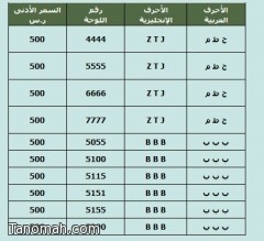  مزاد لبيع اللوحات المميزة بمرور عسير