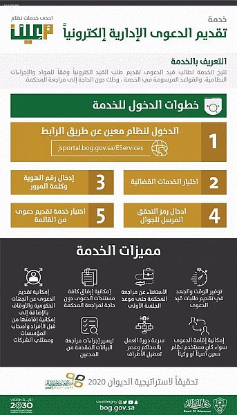 ديوان المظالم يطلق خدمة تقديم الدعوى الإدارية إلكترونياً