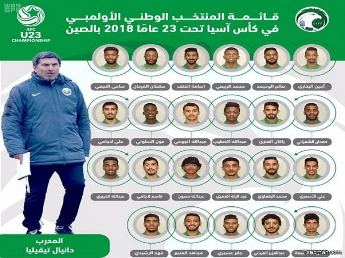 إعلان قائمة الأخضر المشاركة في كأس آسيا تحت 23