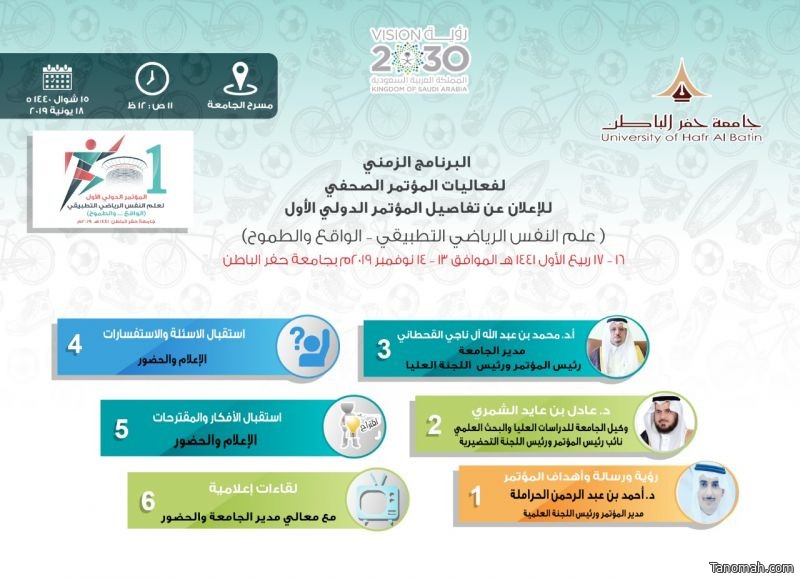 برعاية أمير المنطقة الشرقية جامعة حفر الباطن تنظم مؤتمرا دوليا عن علم النفس الرياضي التطبيقي