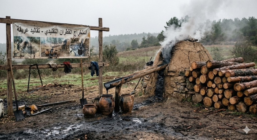 حرفة النار والدخان: كيف يُستخرج القطران قديمًا؟